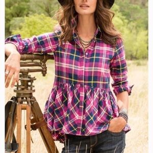 Sundance Hayden Creek Peplum Flannel Top.